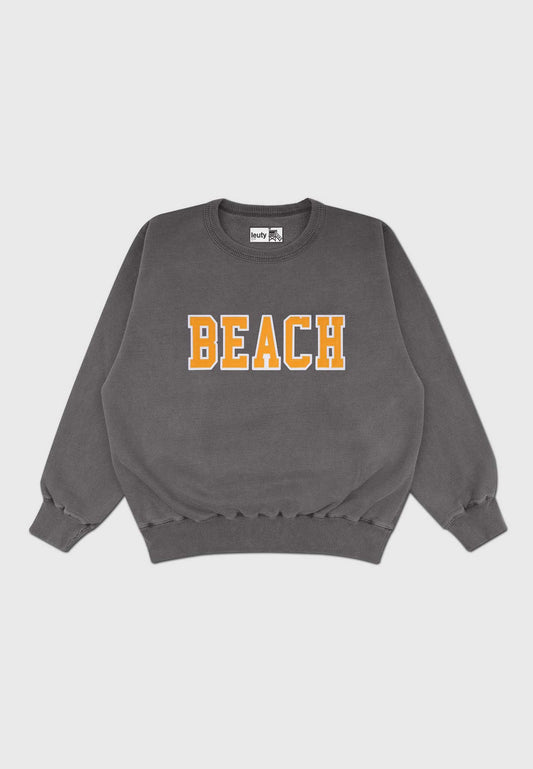Beach Oversized Crew-Neck Sweatshirt - Black Washed - 1 | Leuty