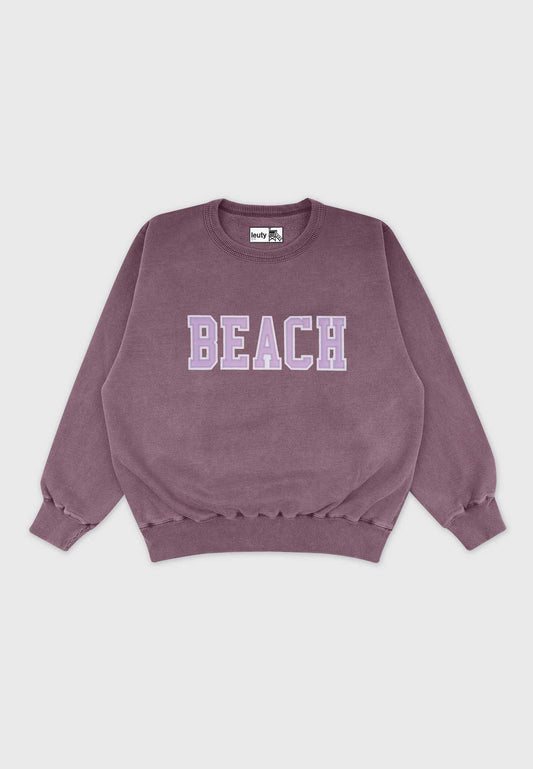 Beach Oversized Crew-Neck Sweatshirt - Purple Washed - 1 | Leuty