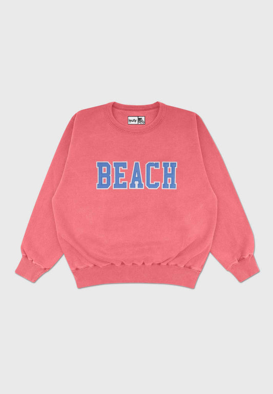 Beach Oversized Crew-Neck Sweatshirt - Red Washed - 1 | Leuty