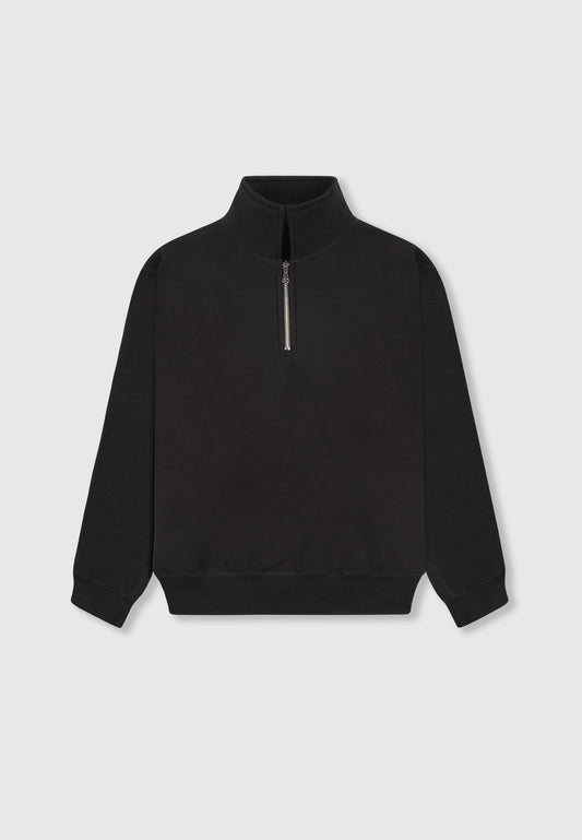 Plain Jane Oversized Quarter Zip Polo Sweatshirt - Black - 1 | Leuty