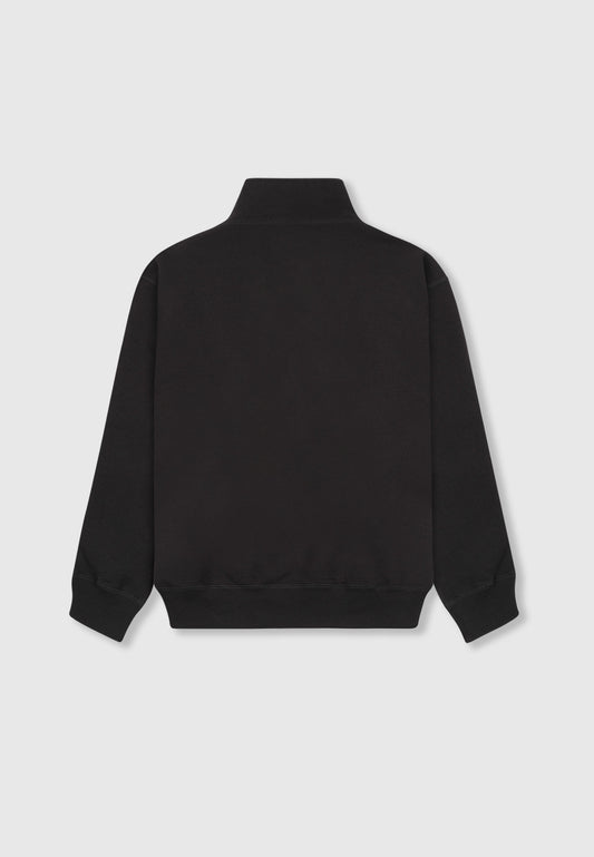 Plain Jane Oversized Quarter Zip Polo Sweatshirt - Black - 2 | Leuty