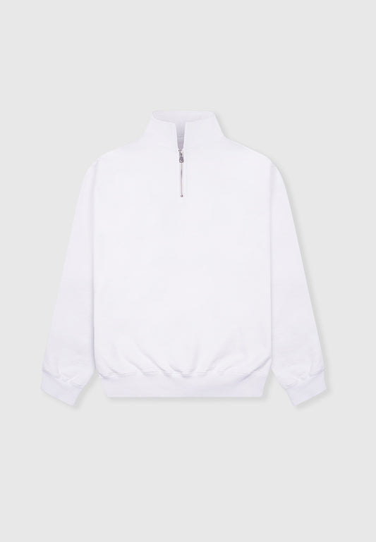 Plain Jane Oversized Quarter Zip Polo Sweatshirt - White - 1 | Leuty