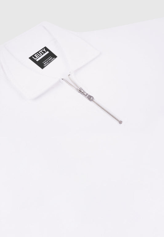 Plain Jane Oversized Quarter Zip Polo Sweatshirt - White - 3 | Leuty
