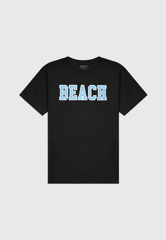 Beach Classic Fit T-Shirt - Baby Blue on Black - 1 | Leuty