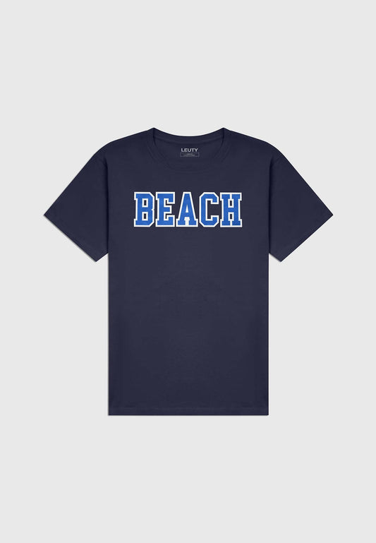 Beach Classic Fit T-Shirt - Denim Blue on Navy - 1 | Leuty