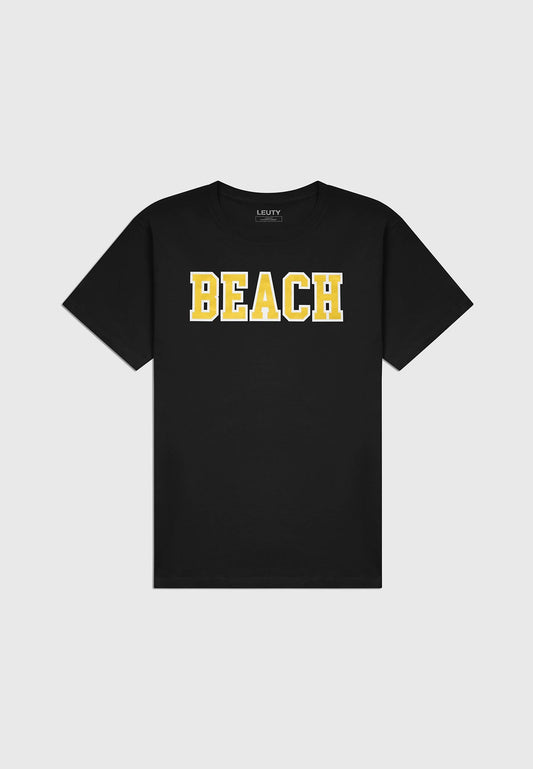 Beach Classic Fit T-Shirt - Gold on Black - 1 | Leuty