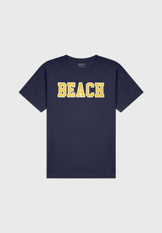 BEACH CLASSIC FIT T-SHIRT GOLD ON NAVY