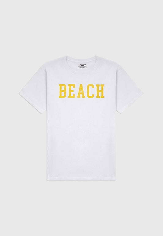 Beach Classic Fit T-Shirt - Gold on White - 1 | Leuty