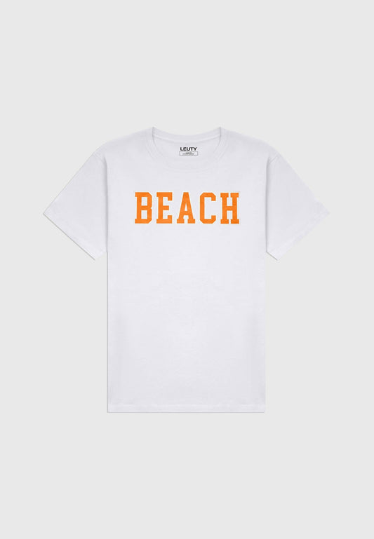 Beach Classic Fit T-Shirt - Orange on White - 1 | Leuty
