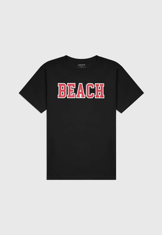 Beach Classic Fit T-Shirt - Red on Black - 1 | Leuty