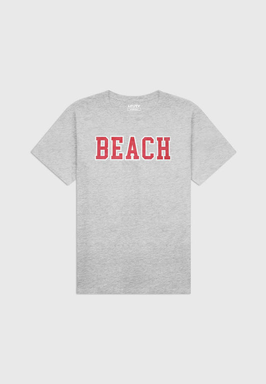 Beach Classic Fit T-Shirt - Red on Gray - 1 | Leuty