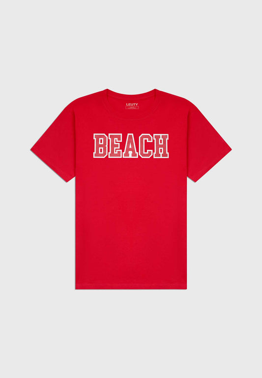 Beach Classic Fit T-Shirt - Red on Red - 1 | Leuty
