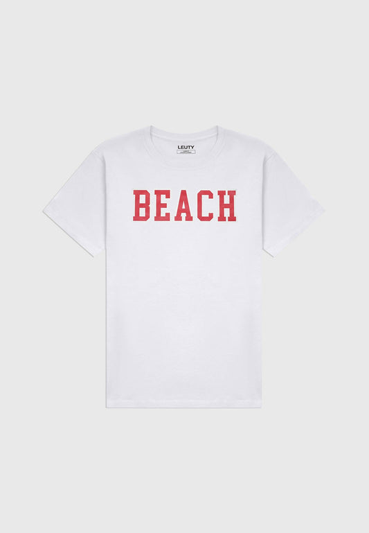 BEACH CLASSIC FIT T-SHIRT RED ON WHITE