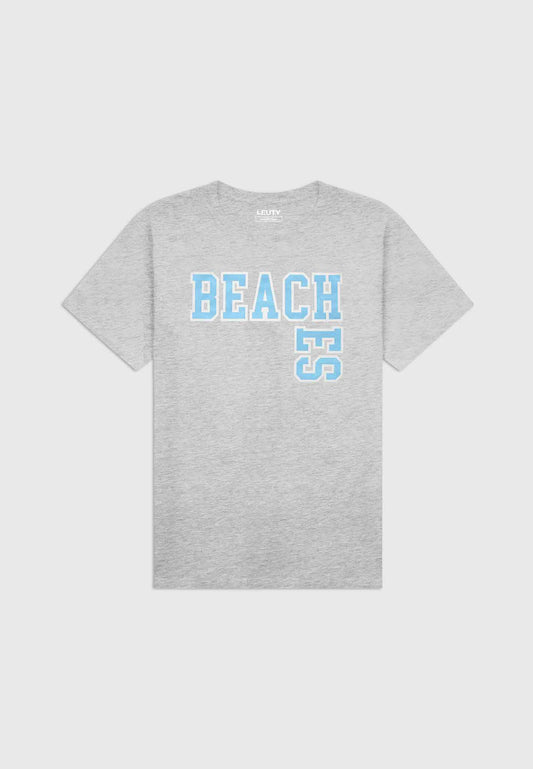 Beaches Classic Fit T-Shirt - Baby Blue on Gray - 1 | Leuty