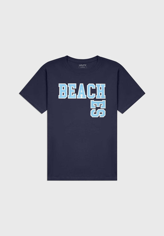 Beaches Classic Fit T-Shirt - Baby Blue on Navy - 1 | Leuty