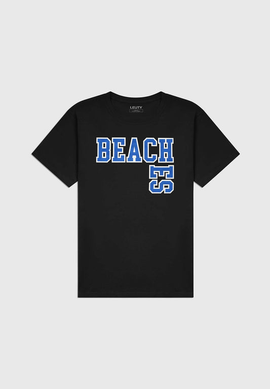 Beaches Classic Fit T-Shirt - Denim Blue on Black - 1 | Leuty