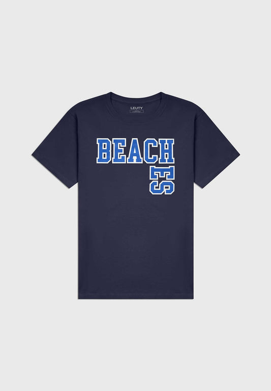 Beaches Classic Fit T-Shirt - Denim Blue on Navy - 1 | Leuty