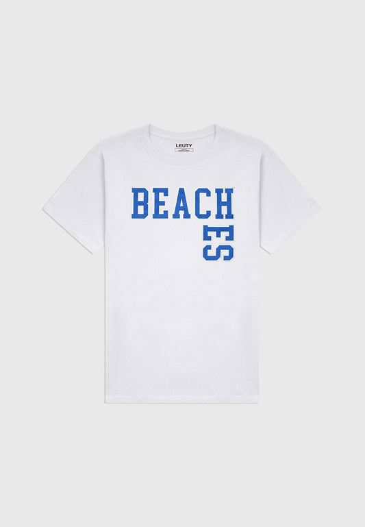 Beaches Classic Fit T-Shirt - Denim Blue on White - 1 | Leuty