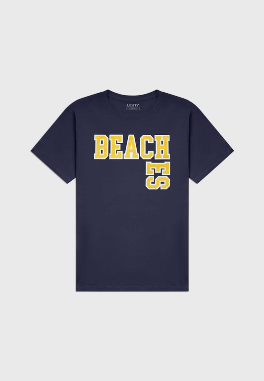 Beaches Classic Fit T-Shirt - Gold on Navy - 1 | Leuty