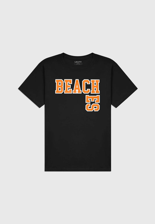Beaches Classic Fit T-Shirt - Orange on Black - 1 | Leuty