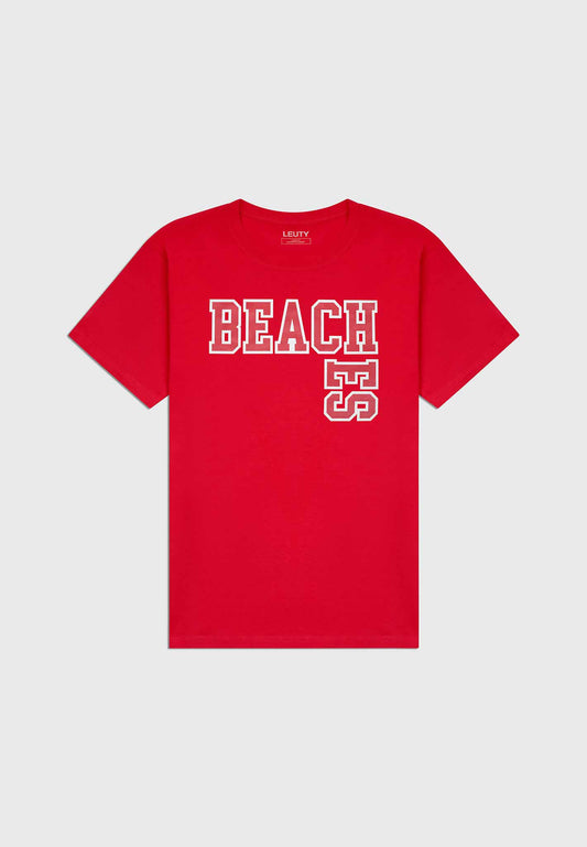 Beaches Classic Fit T-Shirt - Red on Red - 1 | Leuty